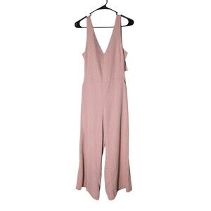 Shine Star Jumpsuit Women's Size Medium Pink Tie Closure Open Back